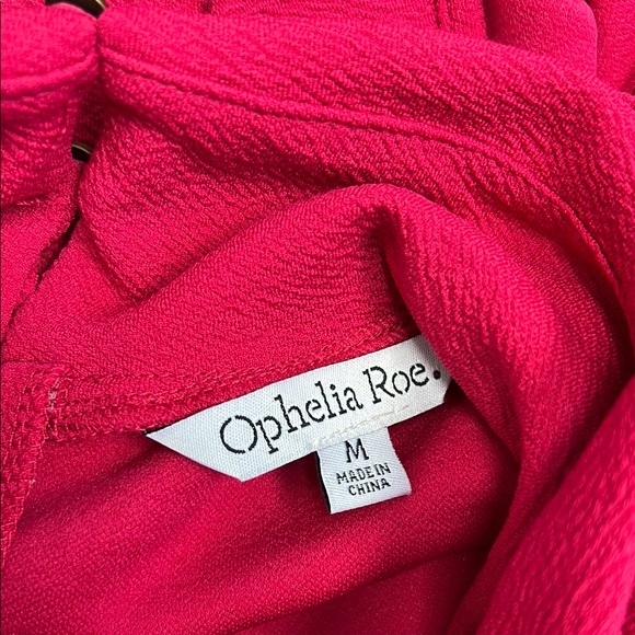 Opehlia Roe Pink Sleeveless Dress High Neck Keyhole Back & Ruffle Hem Size M - Picture 3 of 11